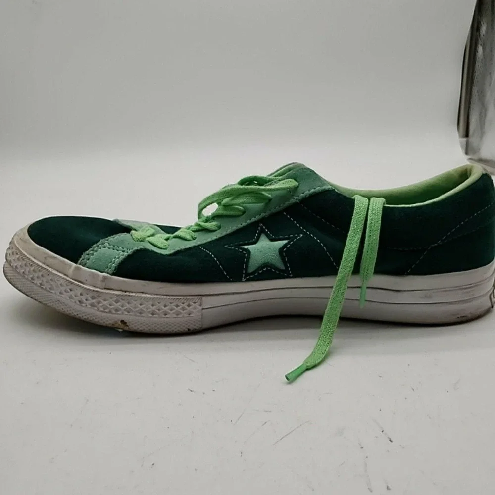 Converse One Star Shoes Mens Size 12 Green Leather Low Top Lace Up Sneakers - Picture 3 of 16